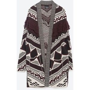 Zara fringe knit cardigan size M